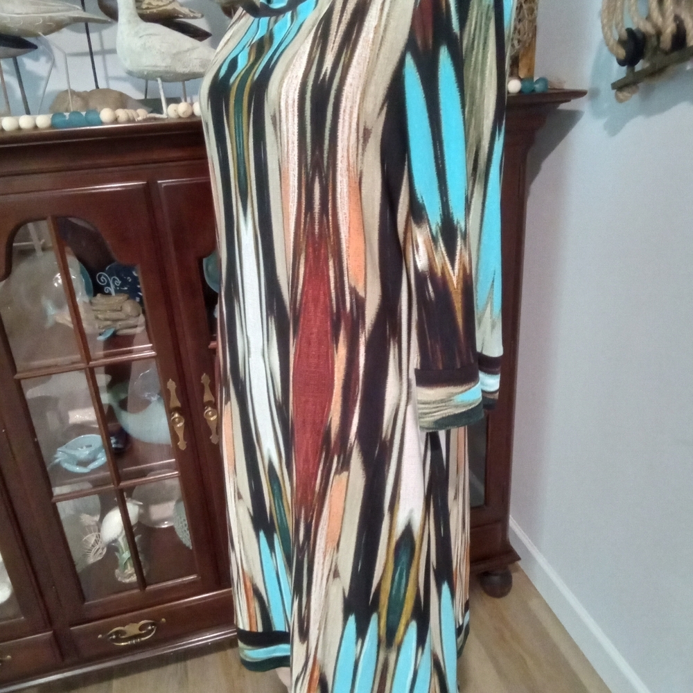 Donna Morgan Size 12 Beautiful Multicolor Sheath Midi Dress - Picture 3 of 8